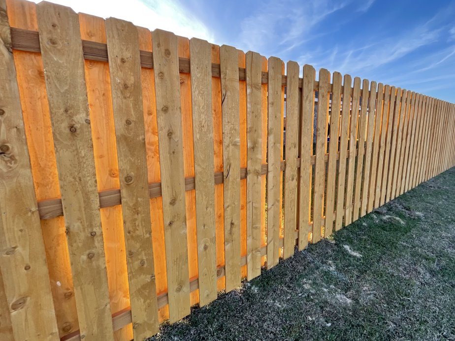 Shadow-box style wood fence in Panama City, FL